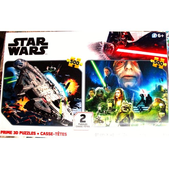 STAR WARS Puzzle 500 pc Millennium Falcon Darth Vader Emperor Han Solo 2 in 1 - Picture 1 of 8